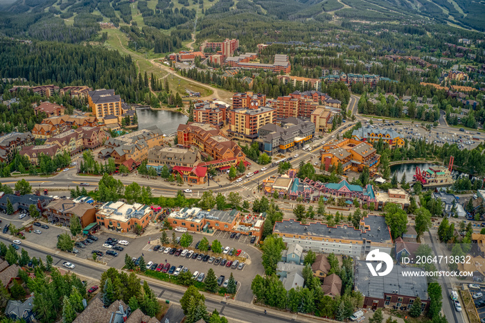 Aerial View of of the famous Ski Resort Town of Breckenridge, Colorado