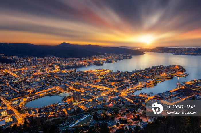 Panorama Floyen at sunset.