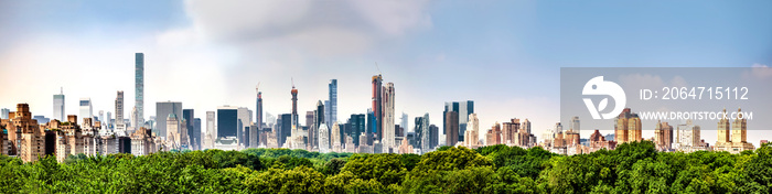 Amazing panorama view of New York city skyline and Central Park