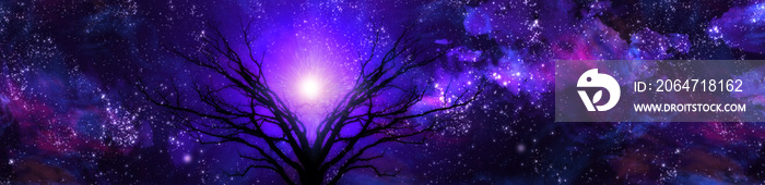 Purple landscape filled with stars  Some elements provided courtesy of NASA  