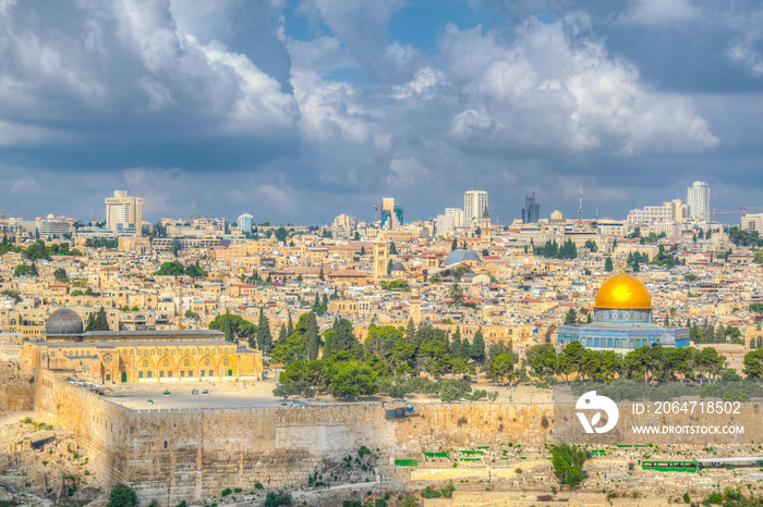 从橄榄山看耶路撒冷，以色列