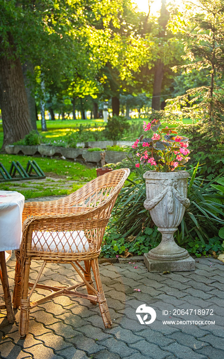 Table with chair in the garden