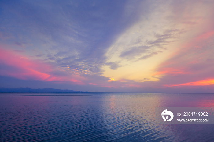 Beautiful purple sea sunset.