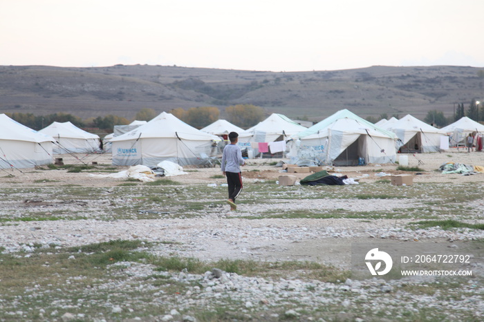 tiendas de campaña Campo de refugiados en grecia