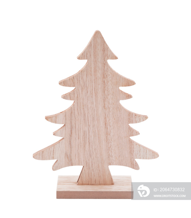 Wooden Christmas tree shape with clipping path