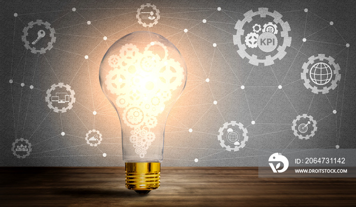 KPI Key Performance Indicator for Business Concept - Modern graphic interface showing symbols of job