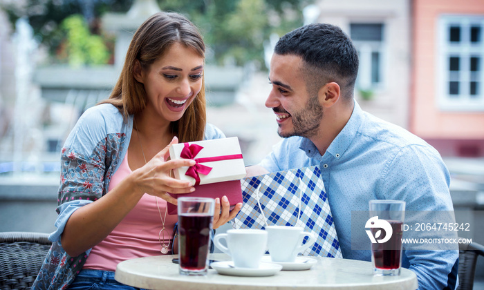 Romantic couple in the cafe. Dating, love, relationships