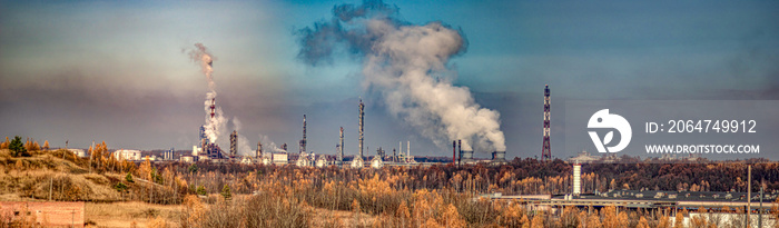 Panorama of the industrial area in the fall afternoon