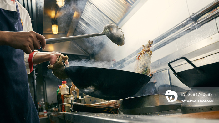 Chef stir fry cooking