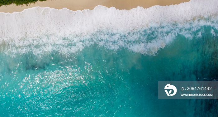 Aerial downward view of tropical beach