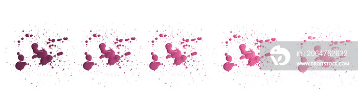 Lipstick blobs smear smudge swatch isolated on white background banner panorama. Cream makeup textur