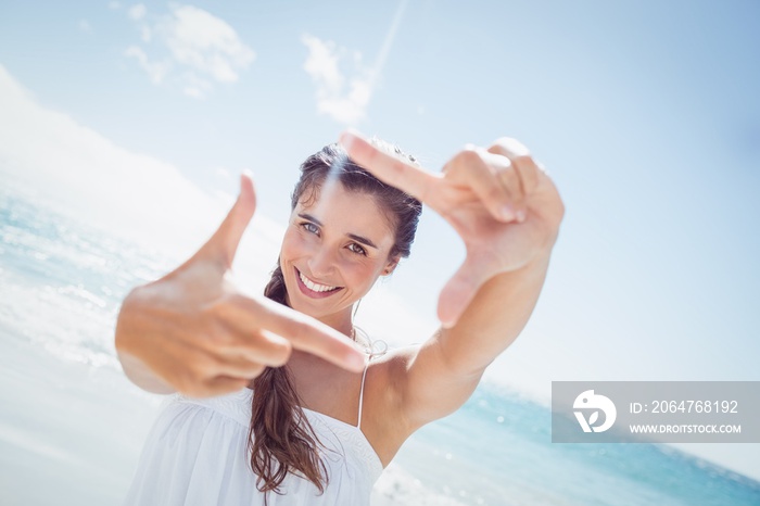  Portrait of smiling woman on the beach