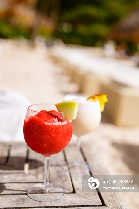 Exotic cocktails at beach