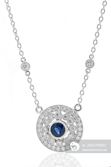 衣领dije en plata oro con diamantesy zafiros azules con diamantes azules金色pla项链