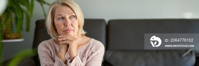 Close up Pretty Adult Woman Sitting on Sofa