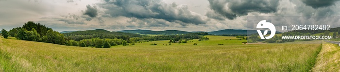 panorama view on landscape in sumava foothills