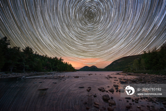 Jordan Pond Star Trails at night