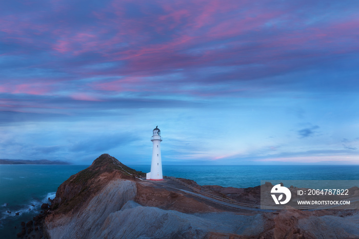 Castle Point lighthouse, located near the village of Castlepoint in the Wellington Region of the Nor