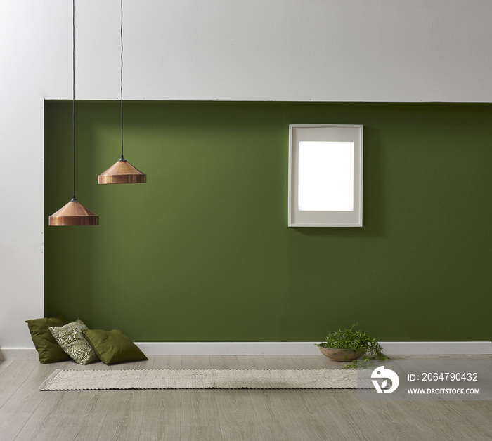 绿色墙框装饰装饰房客厅风格