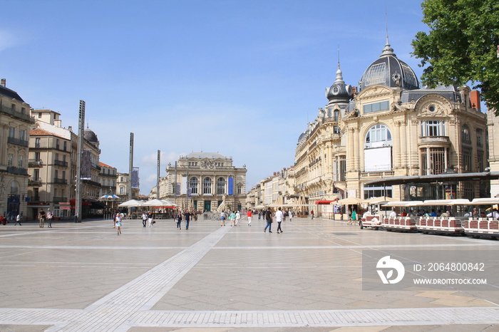 Place de la comédie à Montpellier, Hérault, Occitanie, France