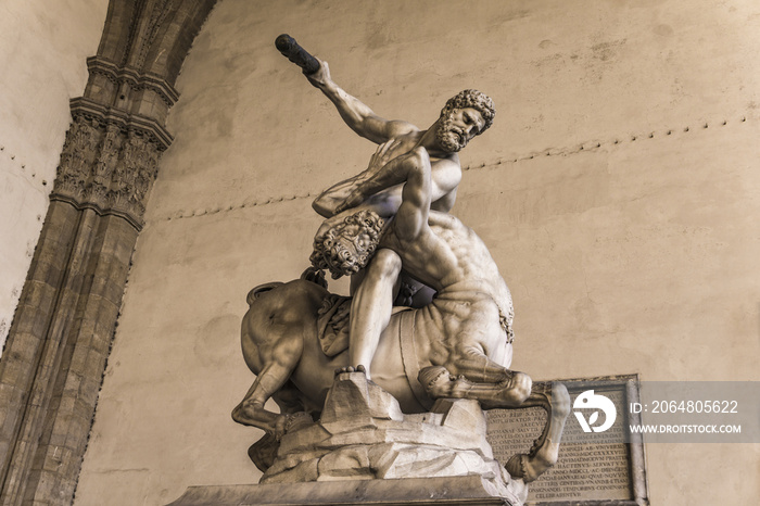 佛罗伦萨兰兹长廊中的大力神雕像和奈索斯雕像