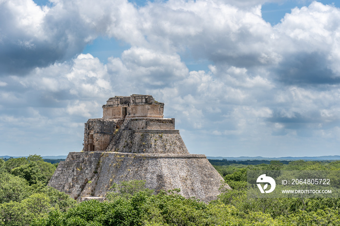 old maya temple in uxmal, Yucatan Mexico