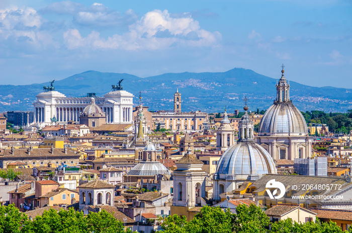 view of the beautiful cityscape of rome taken from the top of castel sant´angelo.