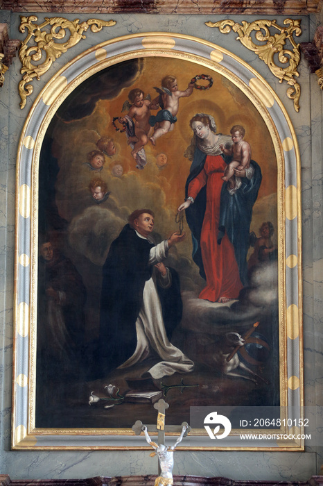 Altar of Our Lady of the Rosary in church of St. Clement in Primisweiler, Germany