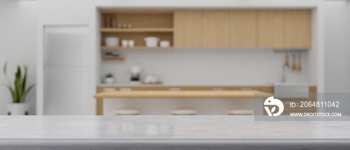 Modern contemporary white and wooden kitchen interior design