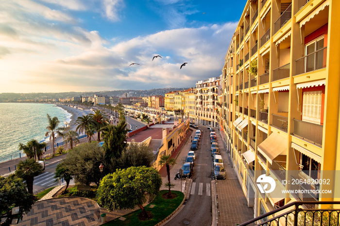 City of Nice Promenade des Anglais and waterfront aerial view