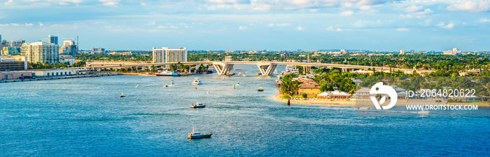 Panoramic view of port Everglades, Ft Lauderdale, Florida.