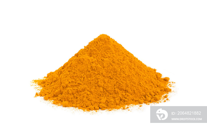 Turmeric (Curcumin) powder isolated on a white background,Ground Turmeric.