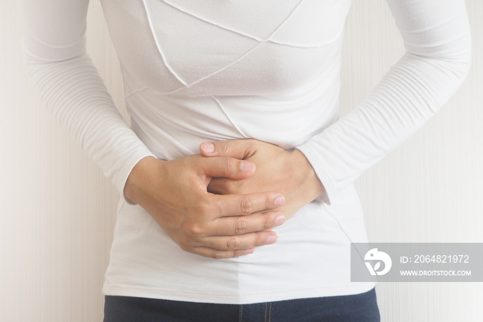 gastritis and stomach and irritable bowel syndrome in asian woman with isolate on white background u