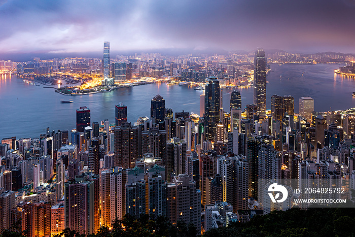 香港维多利亚峰。旅游、目的地、地标和商务的概念