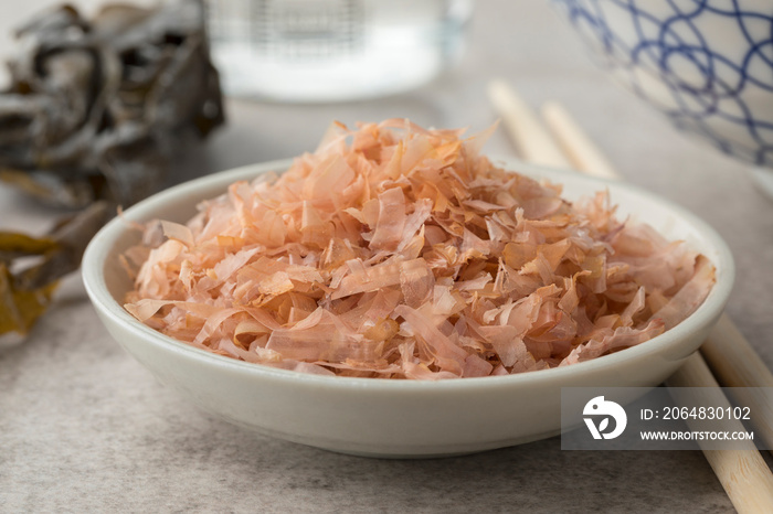 Bowl with dried bonito flakes