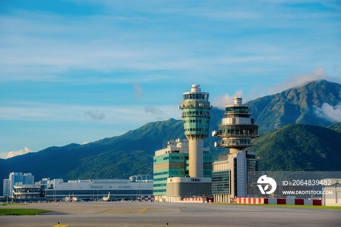 Hong Kong airport control tower and fire station