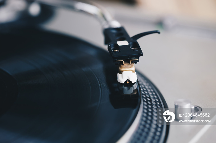 Retro dj turntable deck.VIntage disc jockey vinyl record player