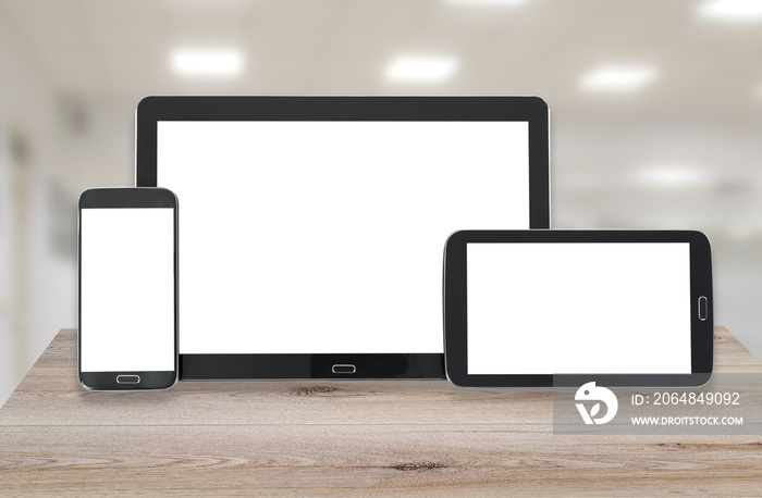 Concept of multi device technology mockup for responsive design presentation - digital tablet and sm