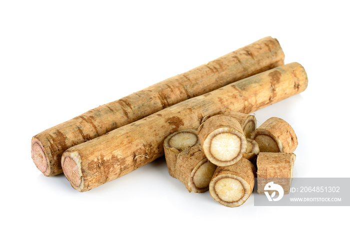 Burdock roots isolated on the white background