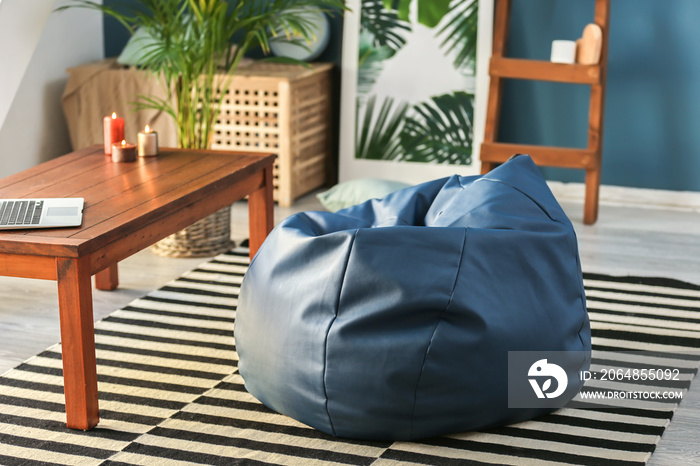 Beanbag chair in interior of room