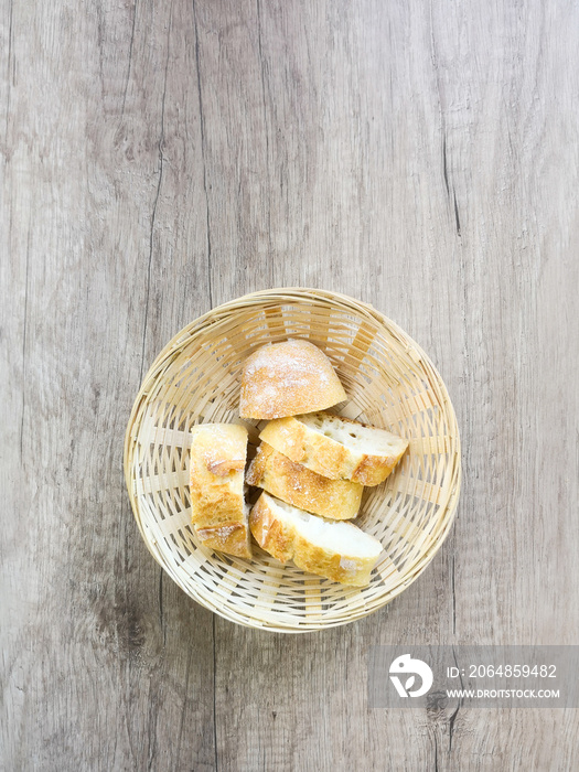 bread in basket - little roll breads in basket on table