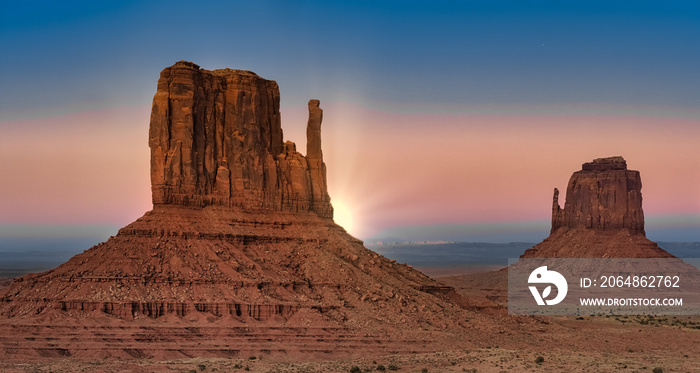 Monument Valley region of the Colorado Plateau with vast sandstone buttes on the Arizona–Utah border