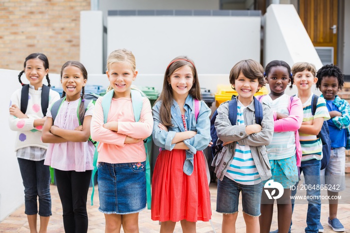 Group of kids standing on school terrace