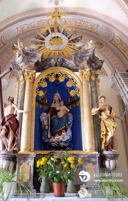 Virgin Mary altar in Cathedral of St Nicholas in Novo Mesto, Slovenia
