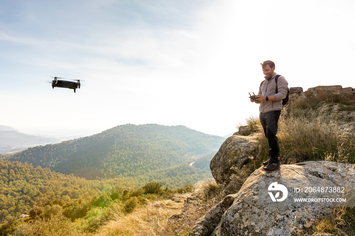 Man flying drone