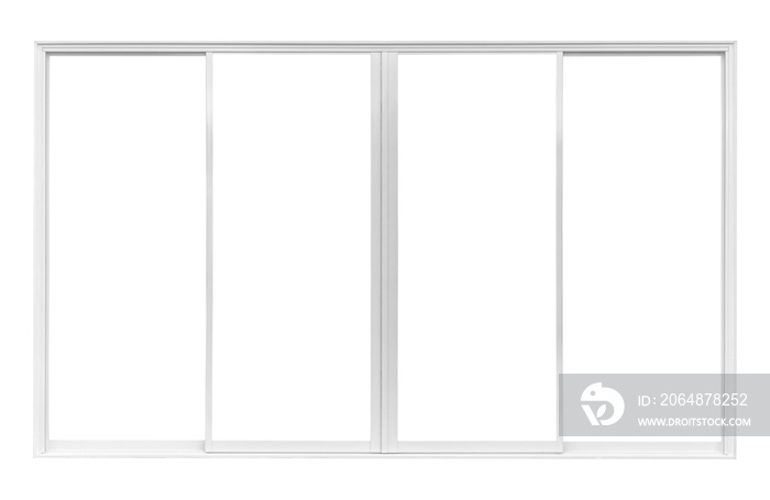 Real modern house window frame isolated on white background with clipping path