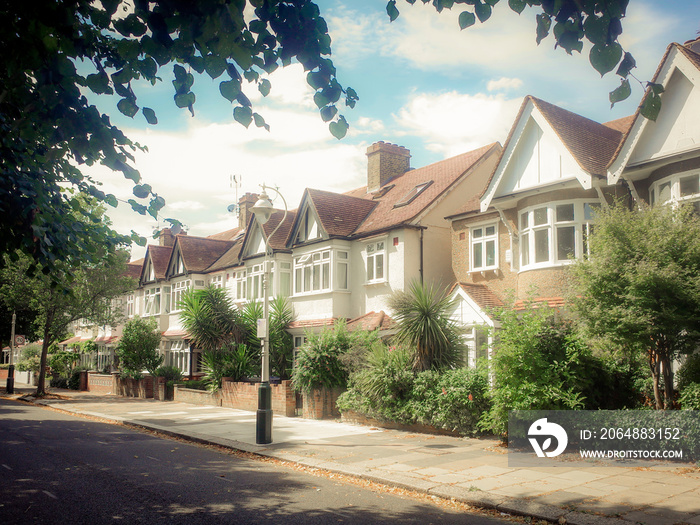 A row of typical British suburban houses in West London