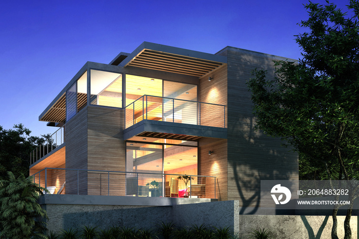 3d render modern building exterior