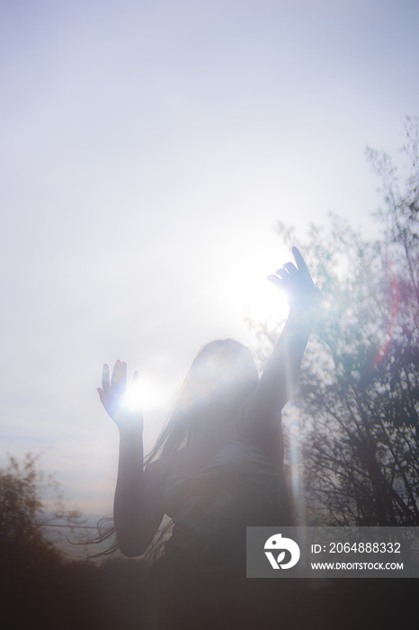 Woman dancing in nature