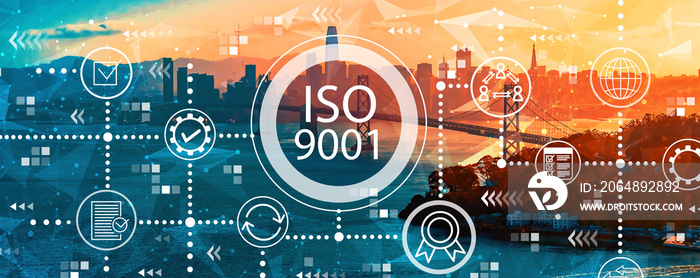 ISO 9001概念，旧金山海湾大桥鸟瞰图